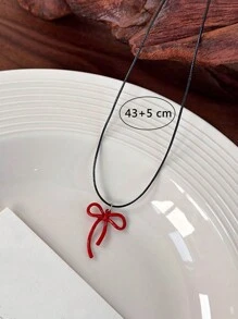 1 pieza Collar colgante decorado con lazo de moda, adecuado para uso diario de las mujeres