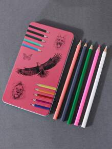 48 pièces Crayons de couleur en boîte métallique, 24 pièces/18 pièces/6 pièces Crayons de dessin en boîte en papier, Crayons de couleur polyvalents minimalistes pour enfants/étudiants pour le dessin à la main, Ensemble de fournitures pour la peinture et le croquis, Convient pour l'école et la peinture en extérieur