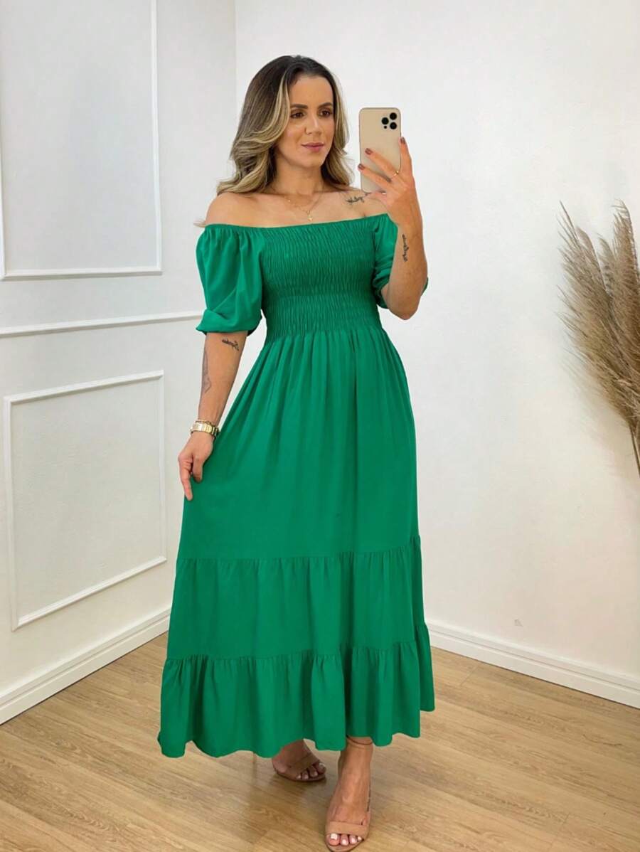 Women's Gypsy Midi Dress Elegant, Fits Super Well Casually - 薄荷綠 - 查看 1