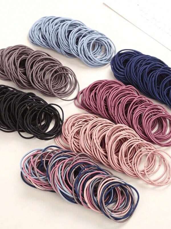 100pcs Black, Brown Nylon Hair Ties, Colorful Thin Hair Rubber Bands, Cute Hair Accessories For Women Ponytail Holders