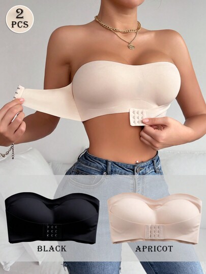 Front Closure Strapless Padded Com Tafel BH Wireless, Zwart Beige Women view 6