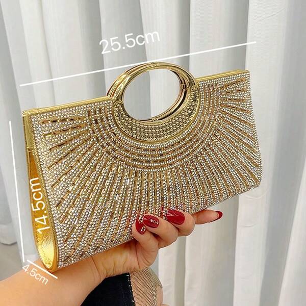 New Rhinestone Clutch Bag, Small Square Bag For Women, Elegant And High-End Design Suitable For Wedding, Party, Birthday, Gift, Nightclub And Nighttime Activities