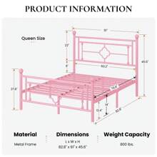 SHA CERLIN 14 Inches 4 Size 4 Color Metal Platform Bed Frame/Vintage Iron-Art Headboard And Footboard/Mattress Foundation/No Box Spring Needed/Noise-Free/Easy Assembly, Room Decor, Bedroom Christmas Decorations Home Decor Christmas Gift, Gold|White|Black|Pink * Bed Frame Queen Queen Bed Frame Bed Frame Full Full Size Bed Frame King Size Bed Frame Twin Bed Frame Room Decor Home Decor Christmas Decor Bedroom Decor Valentine Day Decor Storage Living Room Decor Furniture House Decor - 粉色 - 查看 10
