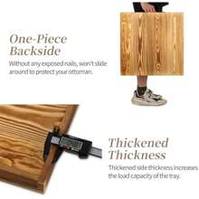 Hanobe Square Large Ottoman Tray: Extra Large Serving Tray With Handles Rustic Wood Decorative Coffee Table Trays Farmhouse Home Decor For Living Room Kitchen Counter 55 X 55 Cm - Burnt Wood1-55 X 55 X 5.6 cm - View 6