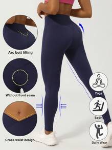 Sodalemon 女士无前缝 V 型交叉腰紧身运动裤提臀健身瑜伽紧身裤