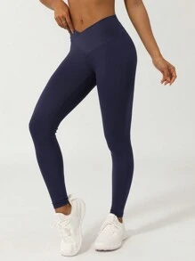 Sodalemon 女士无前缝 V 型交叉腰紧身运动裤提臀健身瑜伽紧身裤