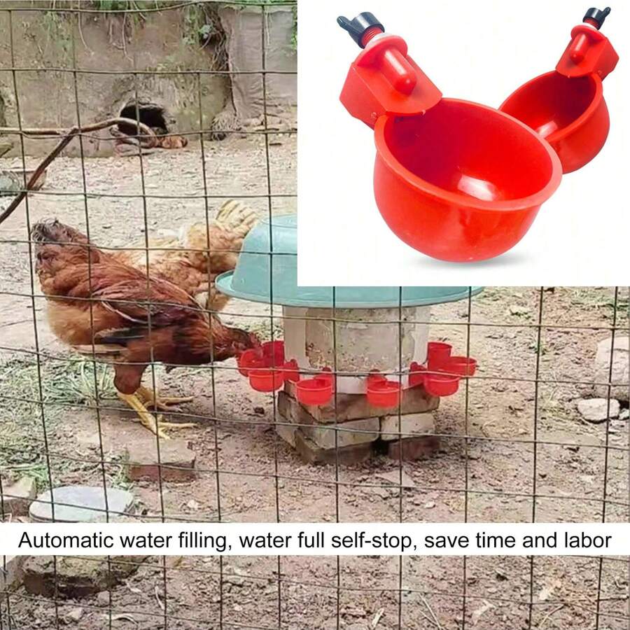 10pcs Automatic Chicken/Duck/Goose Water Bowl, Poultry Farming Equipment, Pigeon Feeder, Quail Chicken Water Trough - Multicolor - View 1