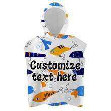 1 Pc Customizable Cartoon Graphic Wearable Hooded Cloak Towel, Cute & Personalized Super Soft Microfiber Cloak Towel, Quick-Drying & Absorbent, Suitable For Swimming, Travel, Beach Bathroom Decor Fall Decor Beach Essentials Back To School