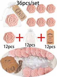 36/24/18/12/6/3件，新娘送礼玫瑰图案镜子塑料化妆镜新娘感谢卡配纱袋婚礼派对礼物伴娘礼物宾客新娘派对用品 - 多色 - 查看 14