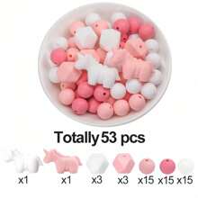 53pcs 12/14mm Round Hexagonal Silicone Beads 3D Animal Focal Beads Mix Set - Perfect For Jewelry Making, DIY Crafts, Fashion Accessories And Decorations - Colorful, Durable, Reusable Beads For Keychains, Pens, Bags, Lanyards, Necklaces And Bracelets - 3D Animal Focus Beads Mixed Set - View 8