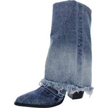 LIVVY Womens Denim Pointed Toe Block Heel | SHEIN USA