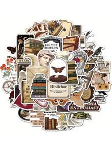 50pcs Dark Academia Cartoon Graffiti Stickers Water Cup Computer Luggage Decoration Waterproof Stickers - Multicolor - View 3