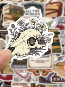 50pcs Dark Academia Cartoon Graffiti Stickers Water Cup Computer Luggage Decoration Waterproof Stickers - Multicolor - View 5