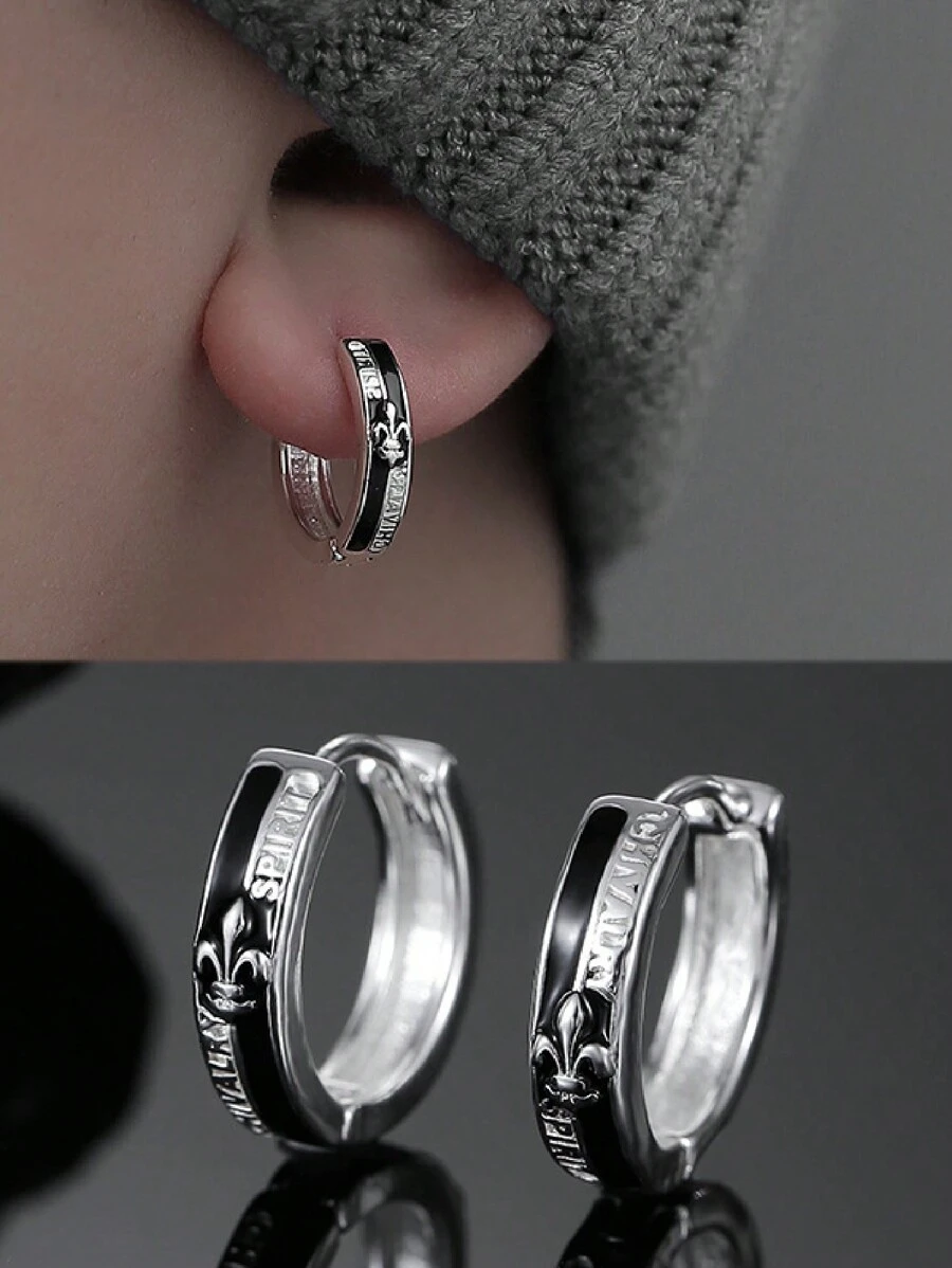 2pcs Men's Fashion Knight Style Earrings, Punk Stud Earrings, Stylish & Versatile