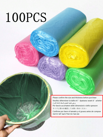 20/40/50/60/100pcs, Disposable Garbage Bags, Multiple Colors Trash Bag - The Perfect Choice For Cleaning Homes, Kitchens, Offices And Restaurants! Portable Plain Garbage Bag For Household, Foldable, Plastic Garbage Can Liners For Bathroom, Restroom, Bedroom, Office, And Toilet, Convenient And Space-Saving
