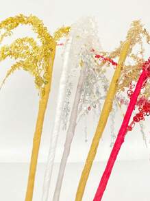 1 件圣诞闪亮树枝亮片人造茎装饰、圣诞树树枝装饰、家居装饰圣诞插页、花束和新娘装饰 - 彩色 - 查看 5