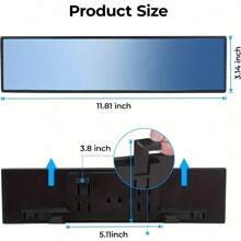 11.81 Inch Panoramic Convex Rearview Mirror, Specifically Designed For Cars, SUVs, And Trucks, Effectively Reducing Blind Spots