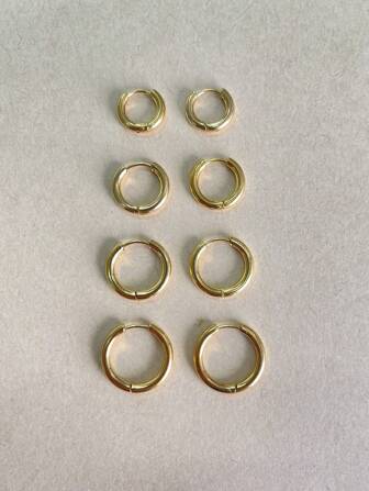 4pairs Minimalist Hoop Earrings