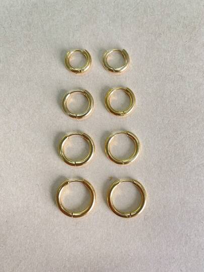 4pairs Minimalist Hoop Earrings