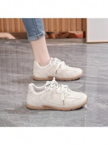 Women's New Casual Shoes, Cute Retro College Style, Lightweight & Durable For Yoga, Fitness, Sports - Beige - View 1