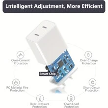 JAYUANONE 适用于 14 快速充电双端口 USB C 充电器 20W 适配器快速充电器 10 英尺（约 3 米）闪电数据线适用于 14 ProMax/13Pro/12/11/XS/XR/X/SE 壁挂式适用于办公室、学校、宿舍和家庭兼容 16 15 14 13 12 11 Pro Max XS X SE2022 iPad、Android 手机超级快速充电器兼容 、旅行充电器插头、快速充电、送给家人、朋友、孩子、生日、圣诞节、冬季的礼物 - 美規A型插(110-127V) - 查看 3