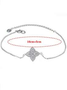 1pc Fashionable Women's Full Zirconia Four-Flower Bracelet Valentines,Mom,Mother,Mother's Day,Gift