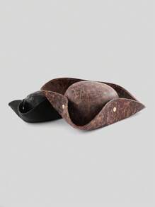 1pc PU Leather Pirate Hat Tricorn Hat, Wind Resistant Sunshade, Suitable For Cosplay, Party, Performance, Unisex