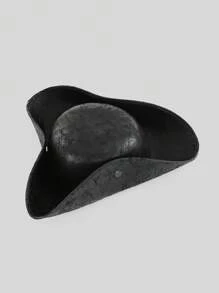 1pc PU Leather Pirate Hat Tricorn Hat, Wind Resistant Sunshade, Suitable For Cosplay, Party, Performance, Unisex