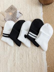 5 pares de calcetines versátiles a media pantorrilla, de estilo casual y minimalista