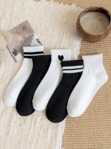 5 pares de calcetines versátiles a media pantorrilla, de estilo casual y minimalista