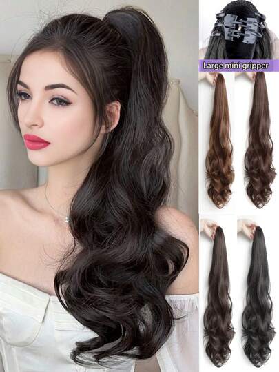 16inch/18inch/20inch Claw Ponytail Curly Clip In Hair Extensions ,Long Wavy Synthetic Hair Ponytail Vigorous Clip In Hair Extensions, Enhance Hair Volume ﻿