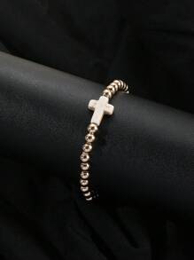 1件女士黑色玛瑙串珠绿松石十字架吊坠手链 - Bracelet - 查看 24