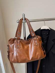 Retro & Minimalist Design Large Capacity Fashion Student/Work Commute Tote Bag
