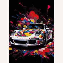 1 件墙面艺术海报可选框架彩色车辆海报帆布艺术流行涂鸦豪华汽车印刷壁画现代墙壁艺术挂画家居装饰无框流行