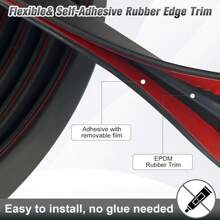 Rubber Edge Decoration With Self-Adhesive Black U-Shaped Rubber Sealing Strip And Metal Edge Protector To Prevent Cuts - Multicolor - View 7