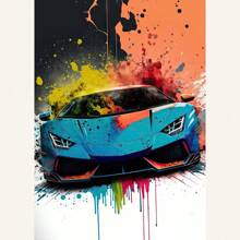 1 件墙面艺术海报可选框架彩色车辆海报帆布艺术流行涂鸦豪华汽车印刷壁画现代墙壁艺术挂画家居装饰无框流行