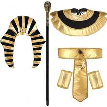 Set de accesorii pentru costume egiptene Faraon egiptean caciulă, guler egiptean, brățări pentru jocuri de rol de Halloween, cosplay