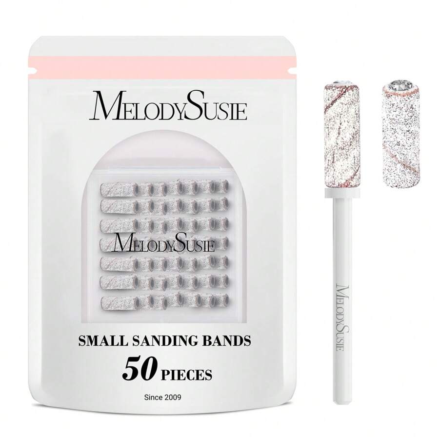 MelodySusie 50 Pcs Nail Drill Bits Small Sanding Bands With 3.1mm Mandrel Bit, Nail Supplies 180 Grit Nail File For Acrylic Nails Gel Manicures And Pedicure, Zebra - 120 粒度 - 斑馬 - 查看 1