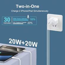 JAYUANONE Thích hợp để sạc nhanh cho bộ sạc iPhone 15/16, Khối sạc nhanh USB C hai cổng 20W, Có cáp sạc USB C sang C dài 10 foot, Tương thích với iPhone 16/15 Pro Max/15 Pro/15 Plus, Giá treo tường iPad Pro cho văn phòng, trường học, ký túc xá và gia đình Tương thích với iPhone 16 15 14 13 12 11 Pro Max XS X SE2022 iPad, Bộ sạc siêu nhanh cho điện thoại Android tương thích với iPhone, Phích cắm sạc du lịch, Sạc nhanh, Quà tặng cho gia đình, bạn bè, trẻ em, Sinh nhật, Giáng sinh, Mùa đông - Xem 3