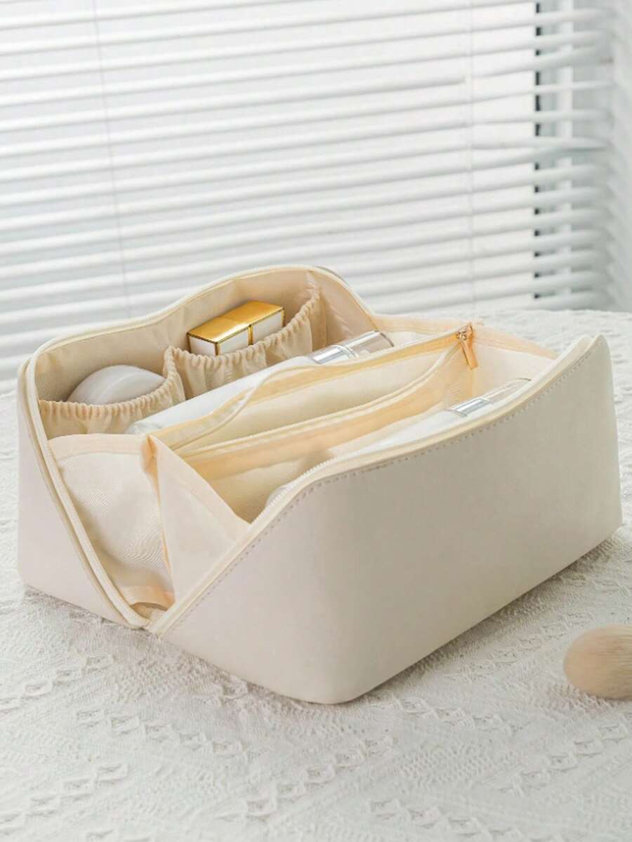 1 Túi mỹ phẩm PU chống thấm nước dung tích lớn đựng dụng cụ làm đẹp & đồ dùng vệ sinh cá nhân cho phụ nữ, Túi đựng đồ vệ sinh cá nhân du lịch đa năng, Túi đựng đồ trang điểm Túi đựng đồ trang điểm Túi chăm sóc da Túi đựng đồ vệ sinh cá nhân - trắng - Xem 1