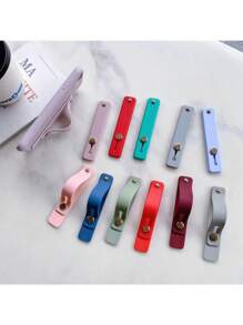 Mobile Phone Push-Pull Finger Ring Buckle Bracket Telescopic Simple Adhesive Solid Color Silicone Wristband Bracket Anti-Fall Outdoor Multi-Purpose