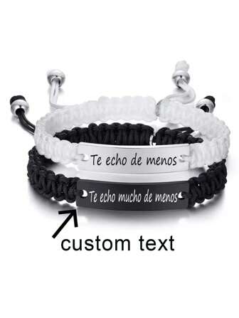 Personligt pararmband Skräddarsytt snidat handgjort vävt rep Armband för pojkar och flickor Vänskap, justerbart, pojkar och flickor anpassade armbandspresenter tillbaka till skolan Vinterpresentidéer pojke flicka Alla hjärtans dag