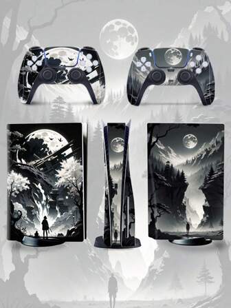 1 Set, Twilight Glow-In-The-Dark Samurai Animation Scene Self-Adhesive Scratch-Resistant Protective Skin Stickers, For Console With Optical Drive