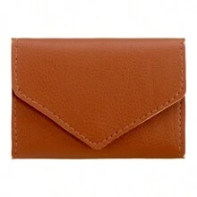 Carteira Feminina Pequena Porta Cartão Couro Preta Barata - Caramelo - Visão 2