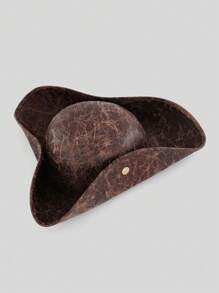1pc PU Leather Pirate Hat Tricorn Hat, Wind Resistant Sunshade, Suitable For Cosplay, Party, Performance, Unisex