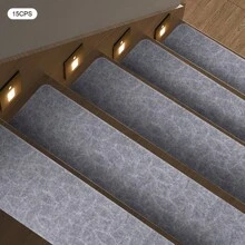 Stair Treads Carpet For Wooden Steps, 15Pcs (8" X 30") Non Slip Stair Carpet Treads, Non-Skid Safety Rug Slip Resistant Indoor Runner With Reusable Adhesive - Light Grey - View 1