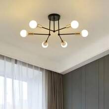 1 pieza Lámpara de techo de hierro, Lámpara de araña de cabezales múltiples para dormitorio, pasillo, corredor, sala de estudio, entrada. No incluye bombillas - Lámpara de poste de aluminio - Ver 14