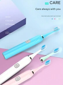 1pc Rechargeable Electric Toothbrush With 6 Brush Heads, Adult Electric Toothbrush (Battery Not Included) - Green - View 10