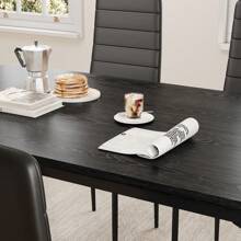 5 Pieces Dining Table Set For 4, New Year Kitchen Table Set With 4 Upholstered PU Leather Chairs For Dining Room, Living Room, Apartment, Small Space - Black - View 6