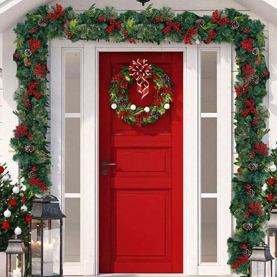 1 Pack 8.8 Ft Christmas Lighted Garland, Battery Operated Christmas Garland With Lights, Pre Lit Garland Wreath For Indoor Home Winter Holiday New Year Xmas Decorations - White - View 1